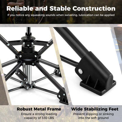 360° Swivel Folding Camping Stool with Anti-Sink Feet