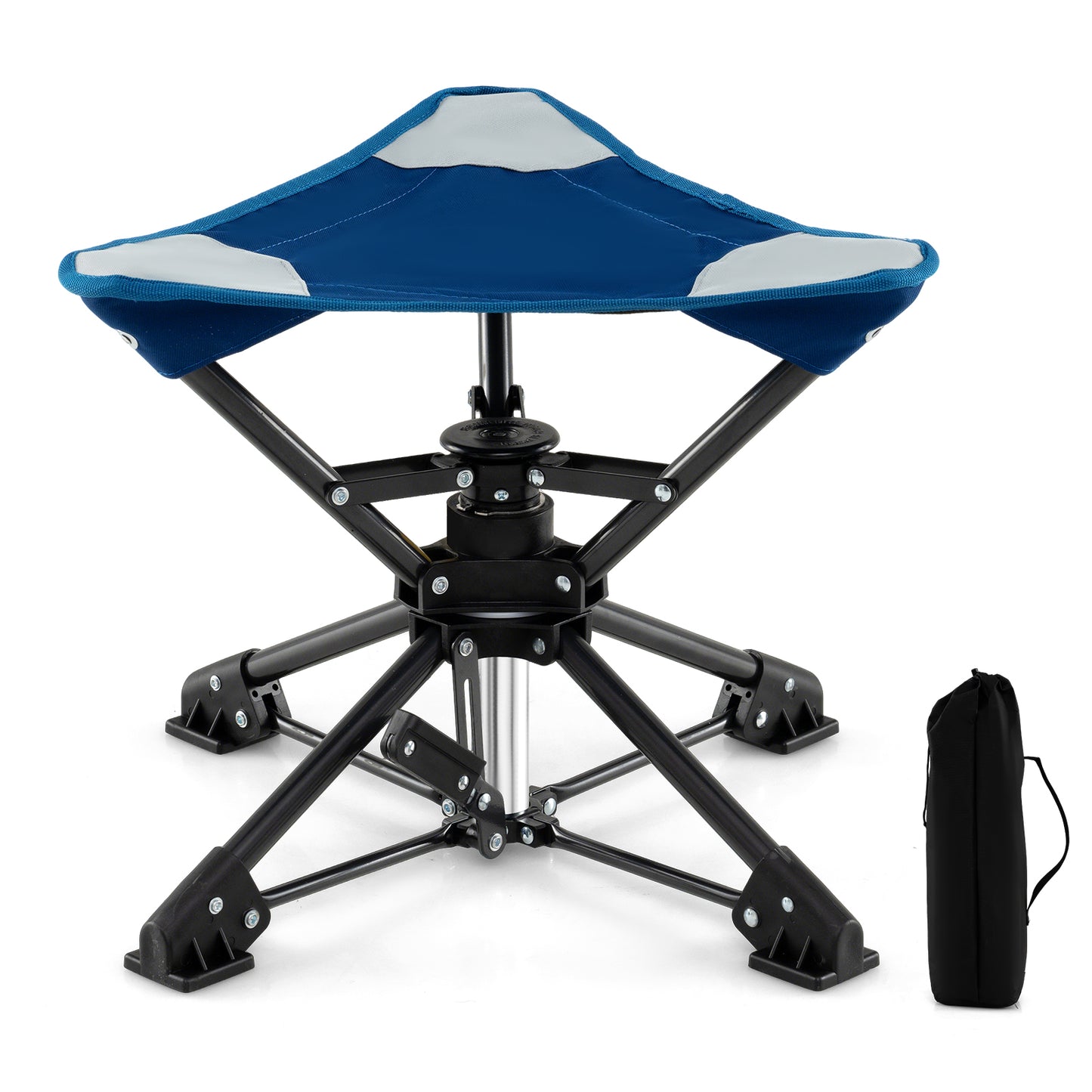 360° Swivel Folding Camping Stool with Anti-Sink Feet