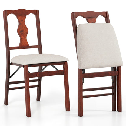 Folding Dining Chairs Set of 2 with Padded Upholstered Seats