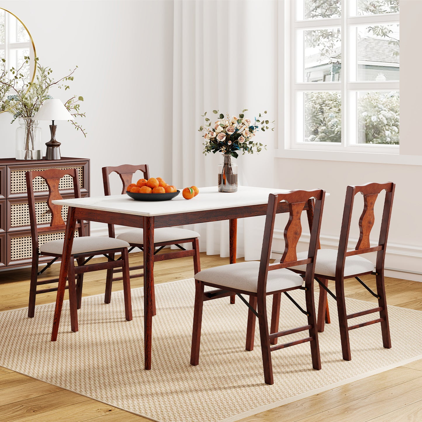 Folding Dining Chairs Set of 2 with Padded Upholstered Seats