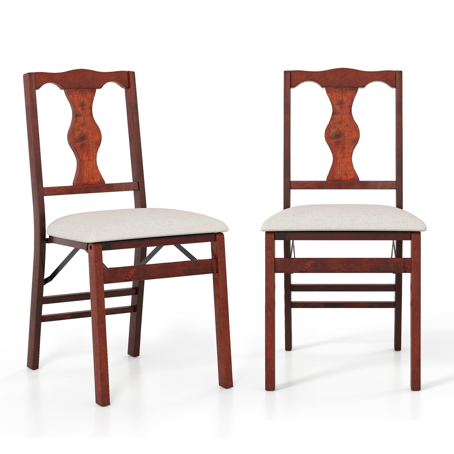Folding Dining Chairs Set of 2 with Padded Upholstered Seats