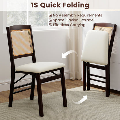 Folding Dining Chairs Set of 4 with Padded Linen Seats