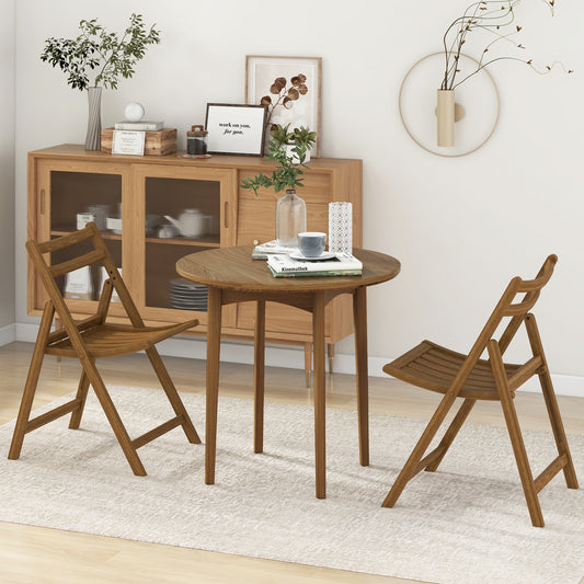 Folding Dining Chairs Set of 2 with Rubber Wood Frame