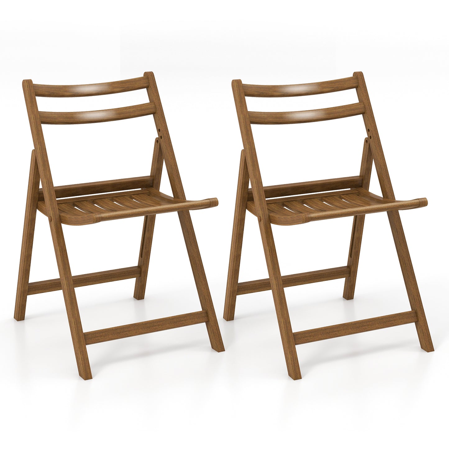 Folding Dining Chairs Set of 2 with Rubber Wood Frame