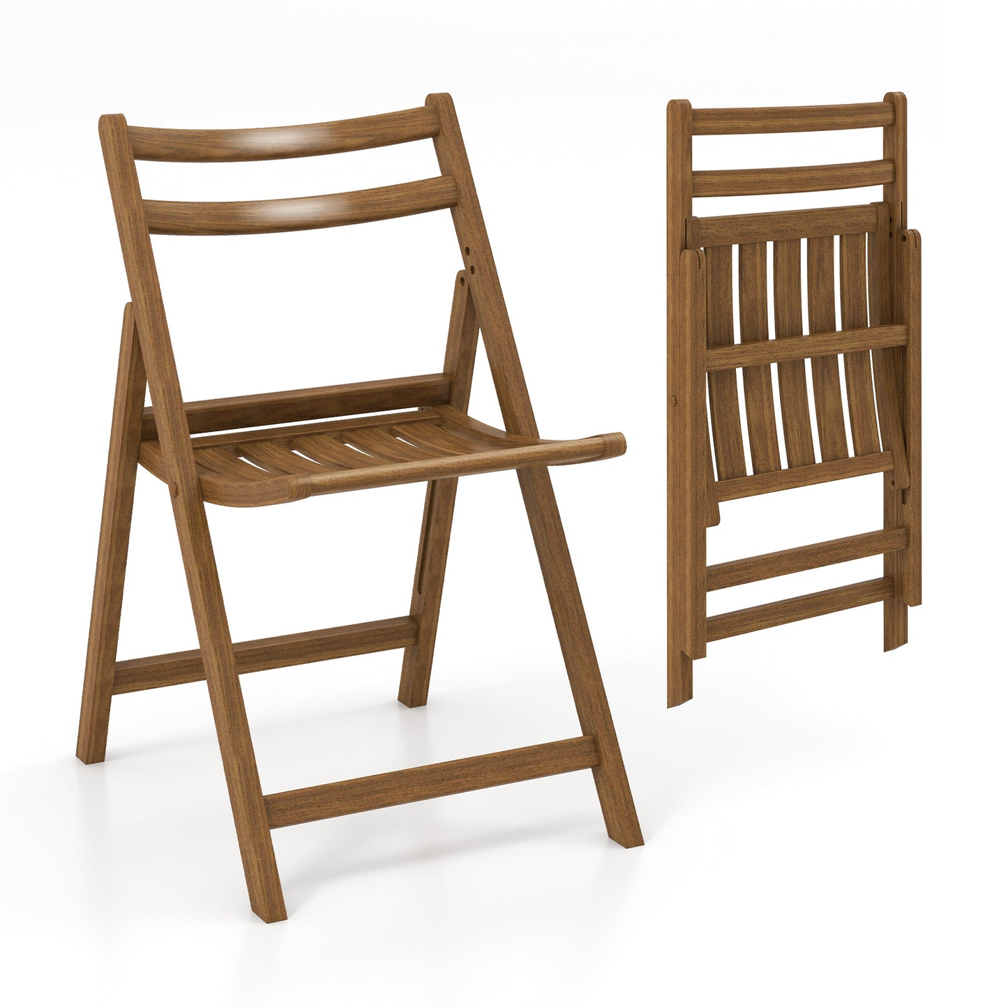 Folding Dining Chairs Set of 2 with Rubber Wood Frame