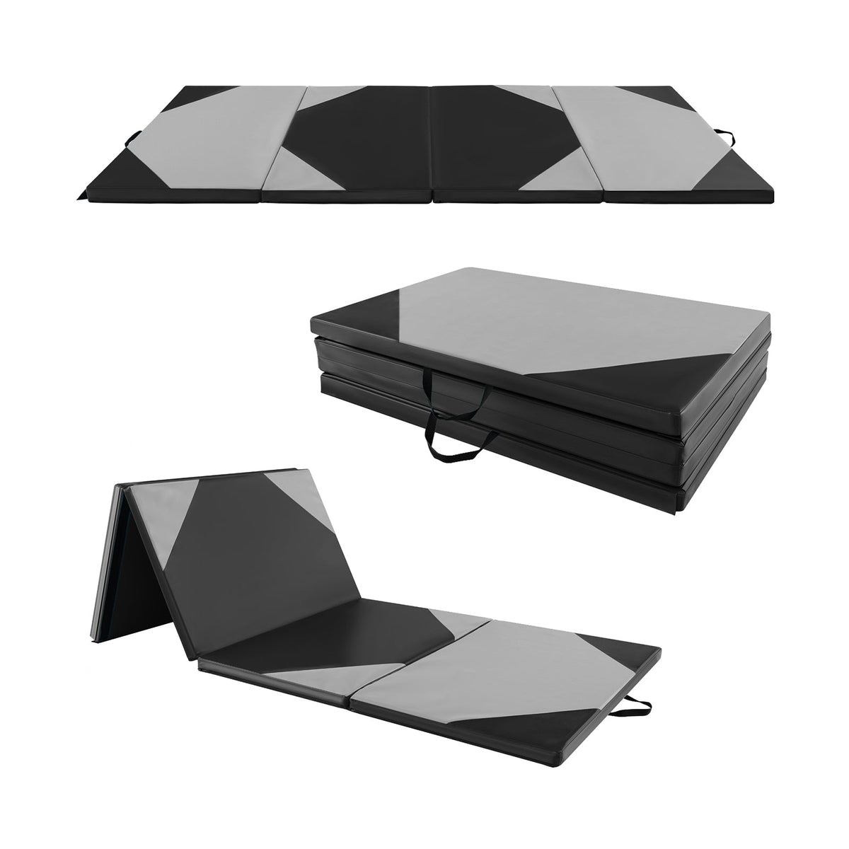 10 Feet x 4 Feet x 2 Inch Folding Exercise Mat with Hook and Loop Fasteners