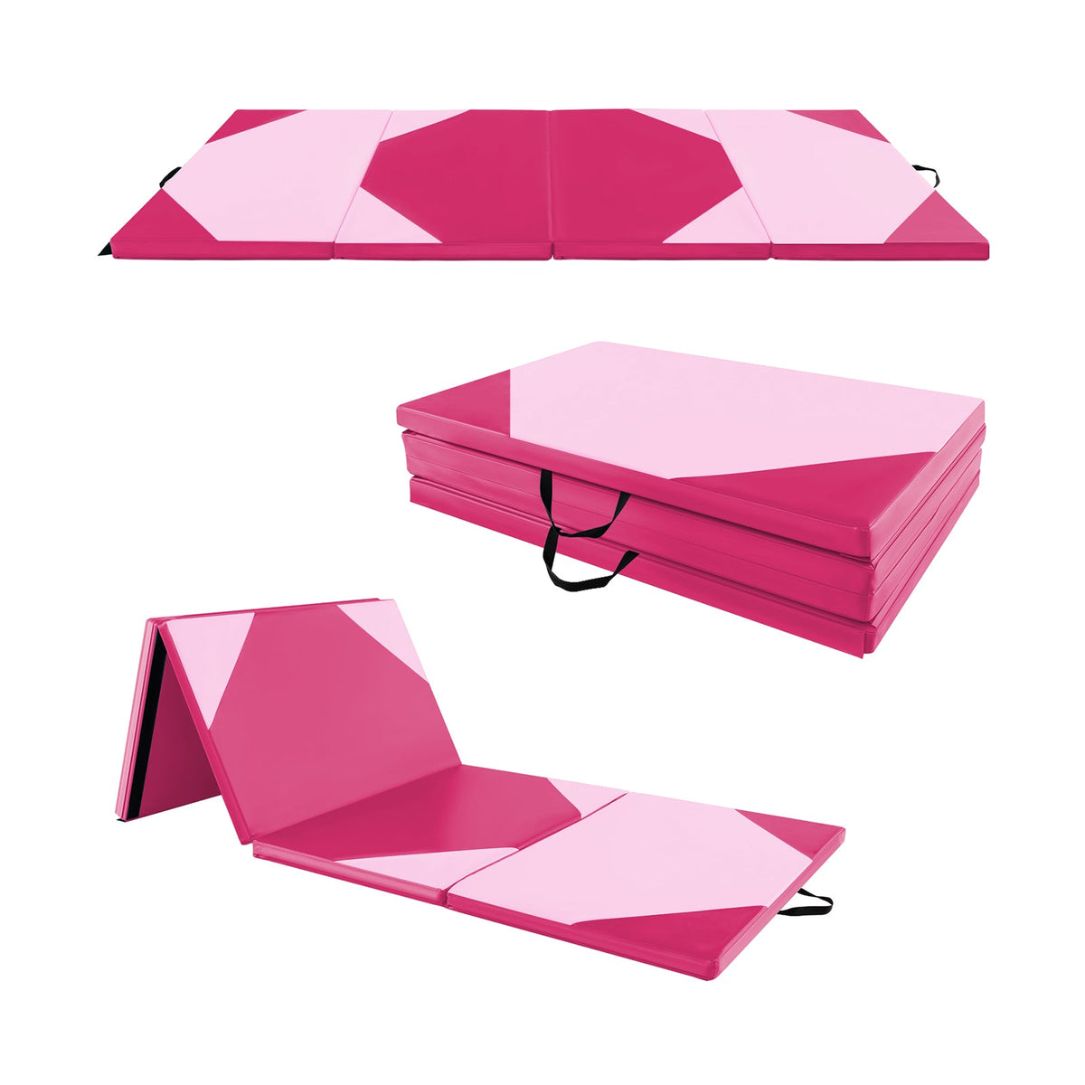 10 Feet x 4 Feet x 2 Inch Folding Exercise Mat with Hook and Loop Fasteners