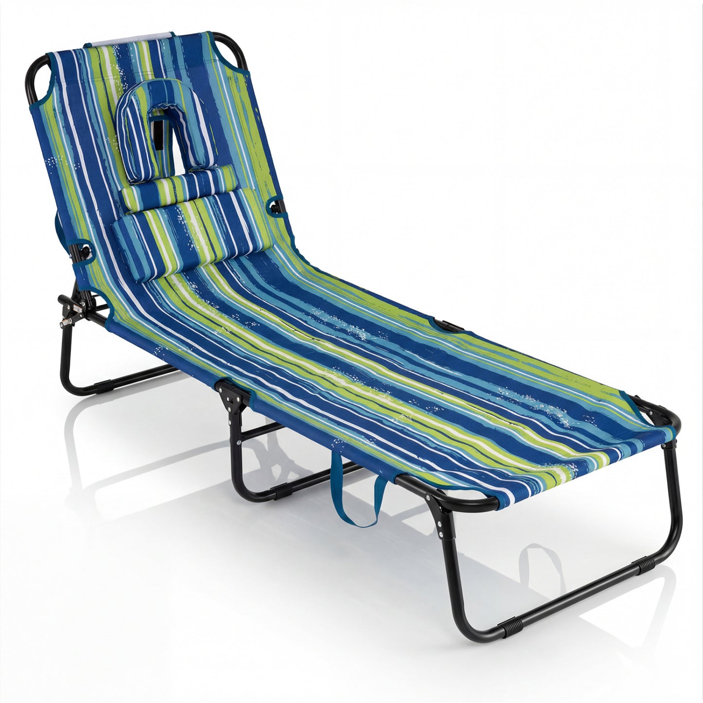 Folding Tanning Chair with Face Hole & 3 Removable Pillows