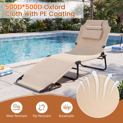 Folding Tanning Chair with Face Hole & 3 Removable Pillows