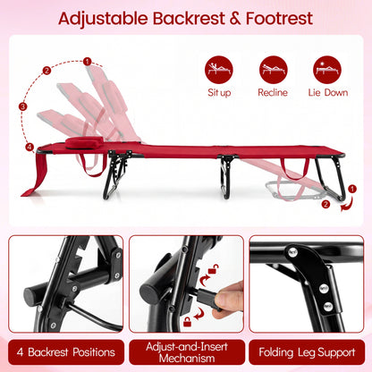 Folding Tanning Chair with Face Hole & 3 Removable Pillows