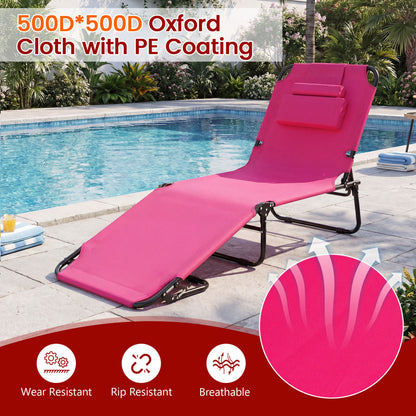 Folding Tanning Chair with Face Hole & 3 Removable Pillows
