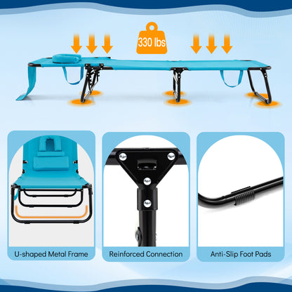 Folding Tanning Chair with Face Hole & 3 Removable Pillows
