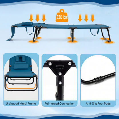 Folding Tanning Chair with Face Hole & 3 Removable Pillows