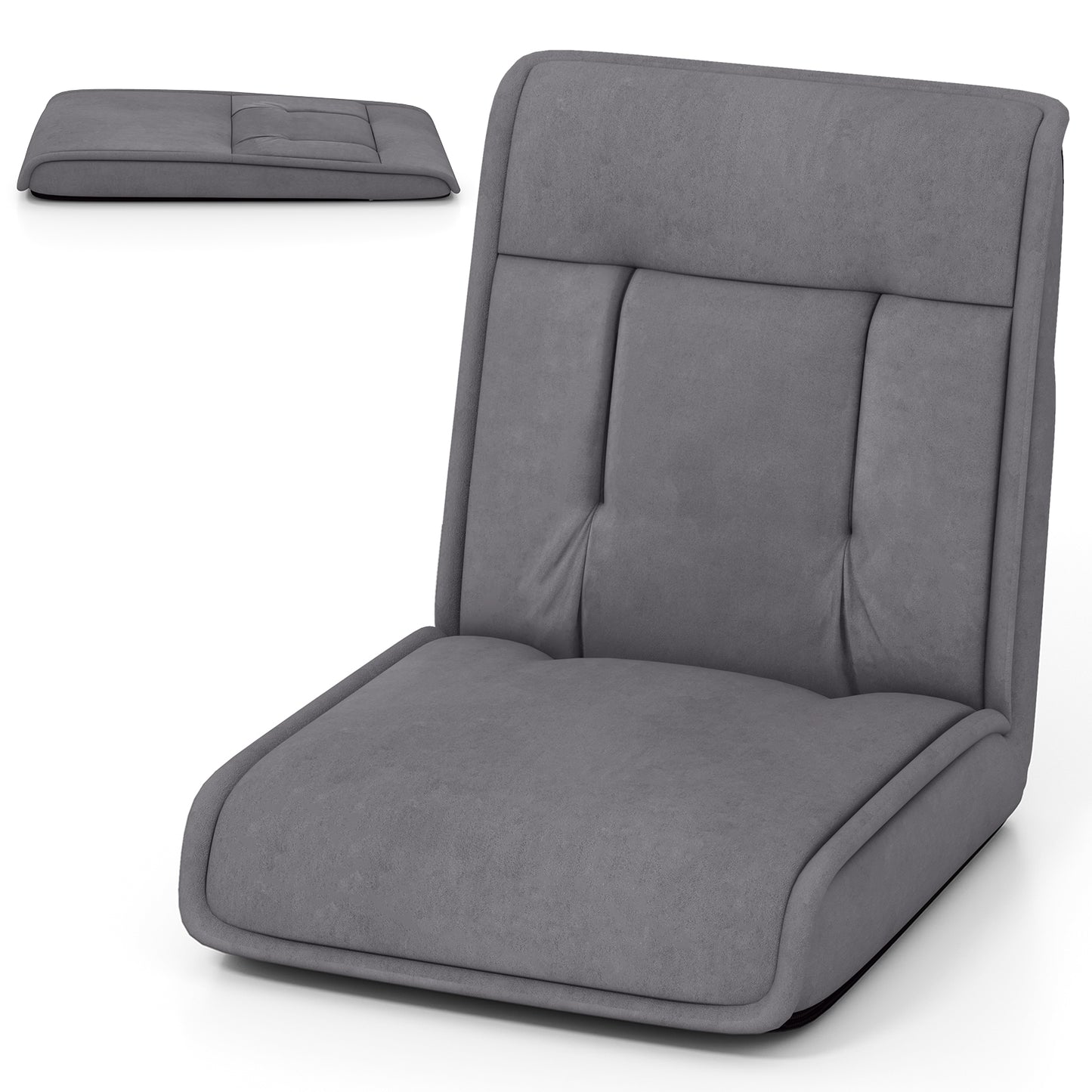 Folding Floor Chair with 14-Position Adjustable Backrest