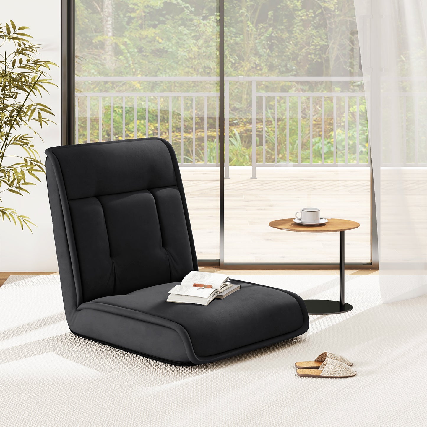 Folding Floor Chair with 14-Position Adjustable Backrest