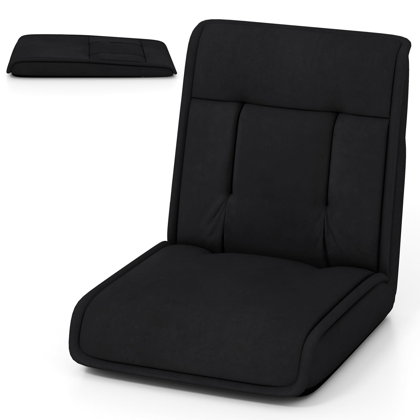 Folding Floor Chair with 14-Position Adjustable Backrest