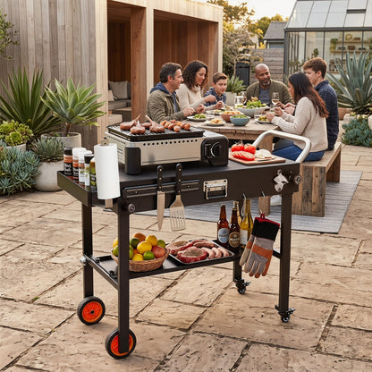 Folding Grill Cart for 17" and 22" Griddles with Heat Mat