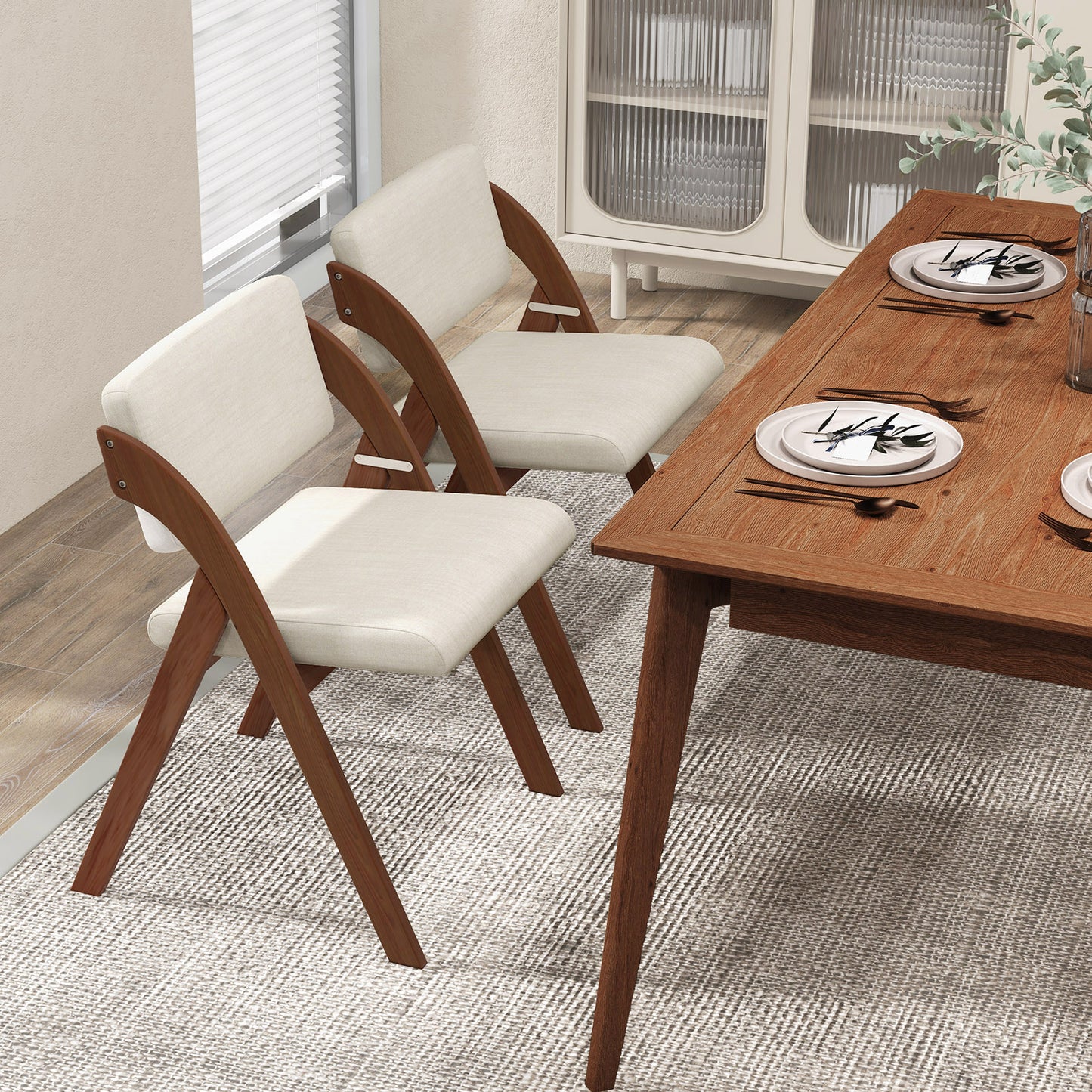 Folding Dining Chairs Set of 2 with Padded Seats