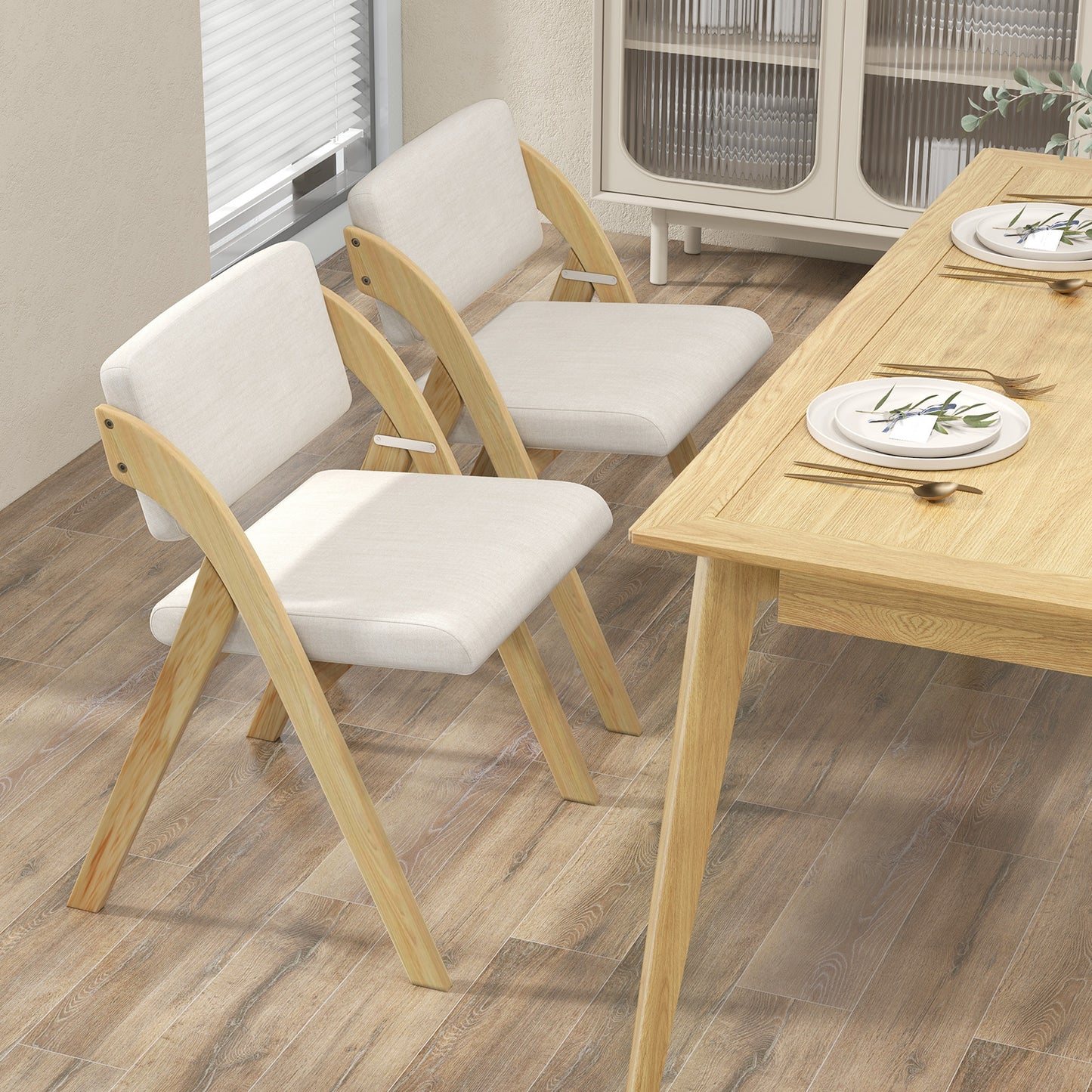 Folding Dining Chairs Set of 2 with Padded Seats