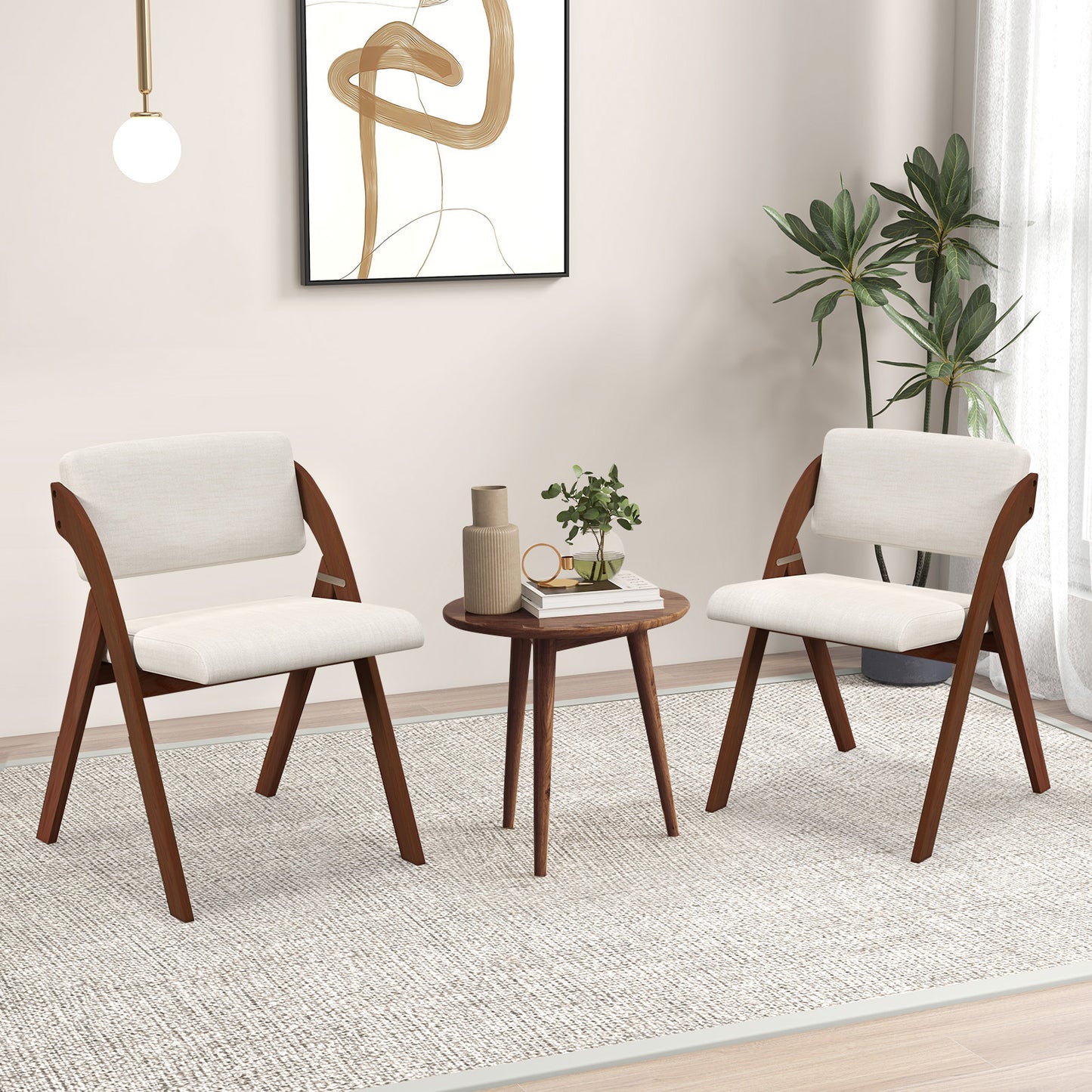 Folding Dining Chairs Set of 2 with Padded Seats
