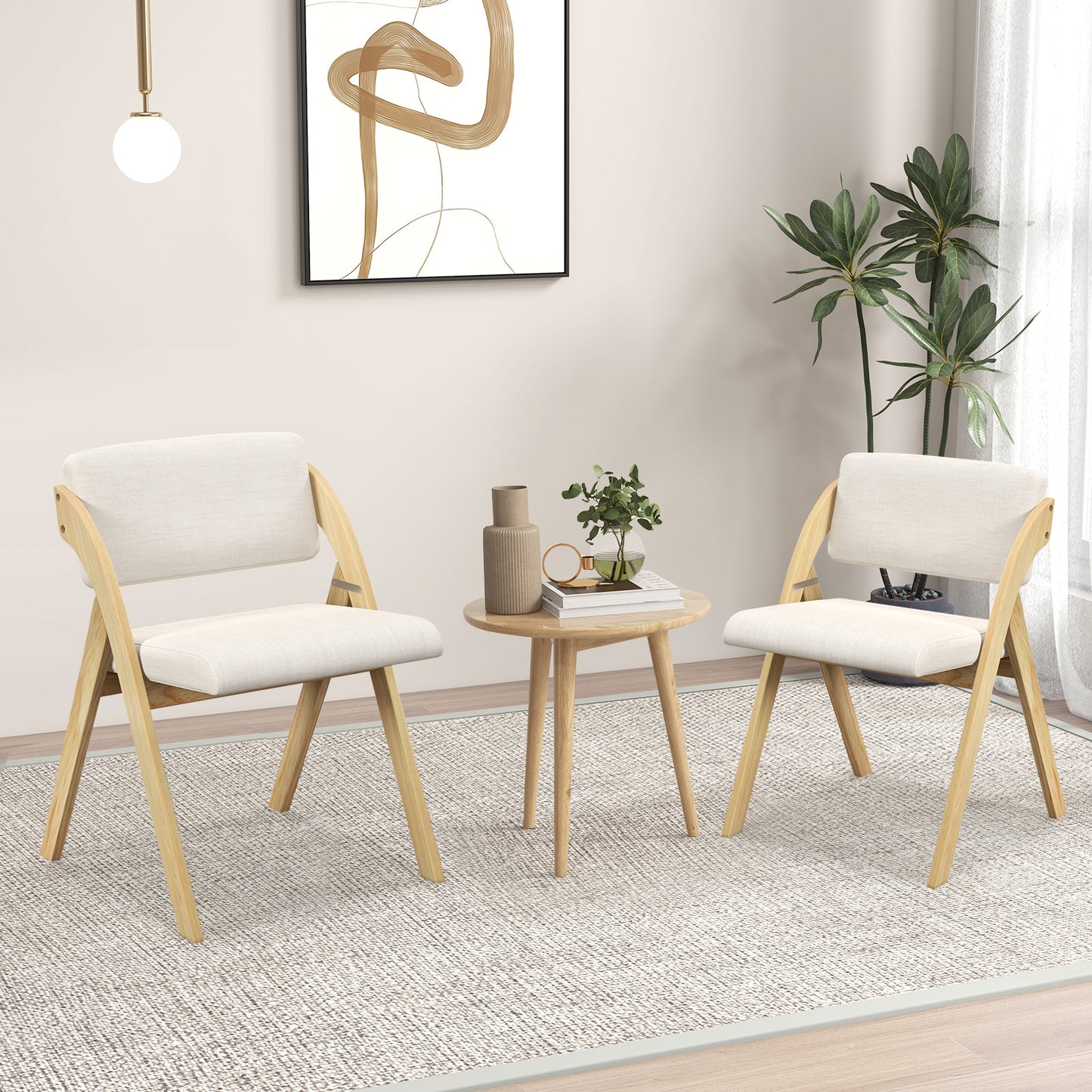 Folding Dining Chairs Set of 2 with Padded Seats