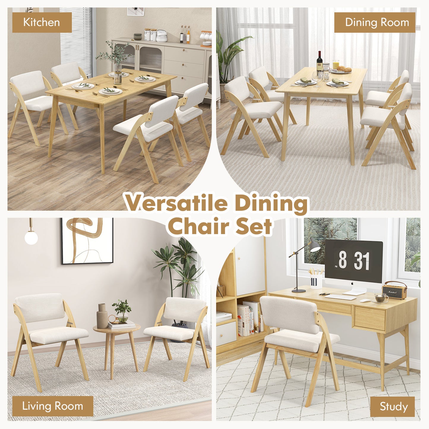 Folding Dining Chairs Set of 2 with Padded Seats