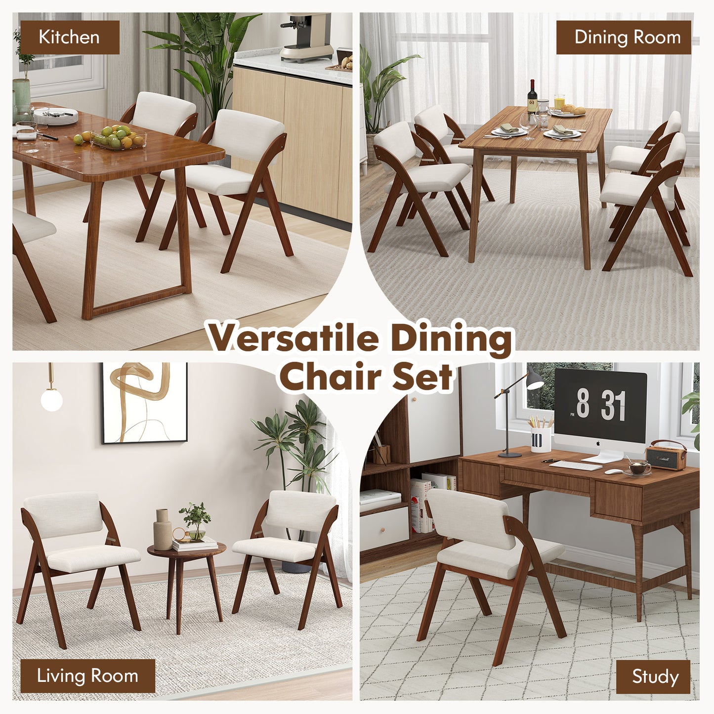 Folding Dining Chairs Set of 2 with Padded Seats