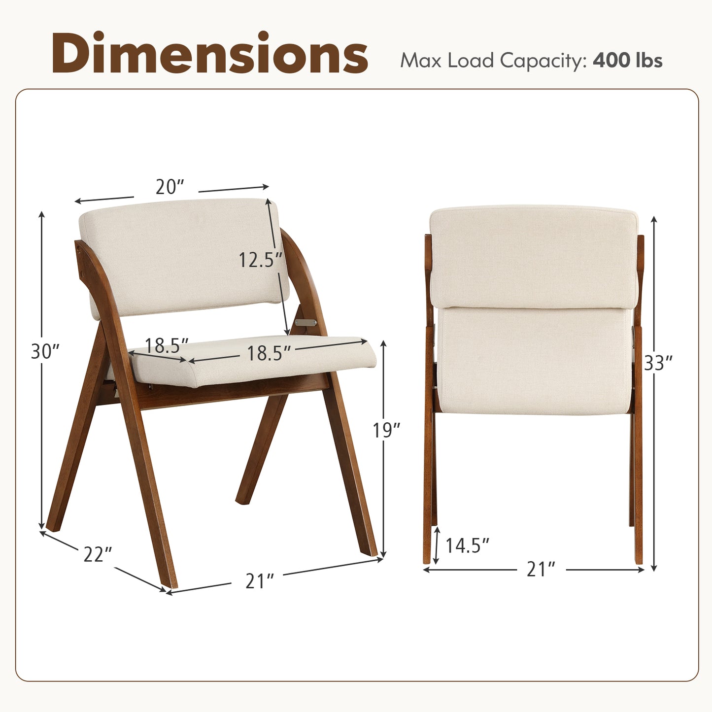 Folding Dining Chairs Set of 2 with Padded Seats
