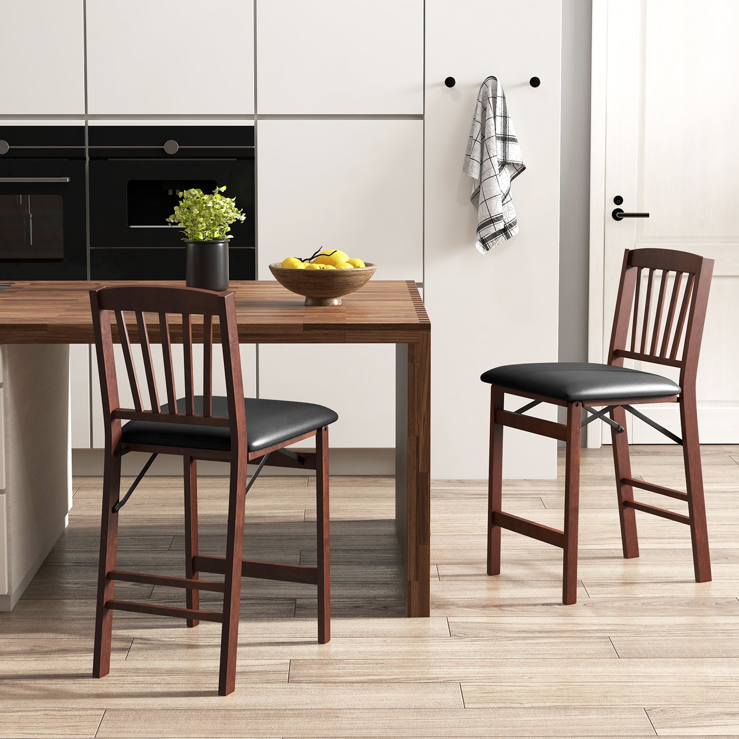 Folding Counter Height Bar Stools with Padded Seat, Set of 2