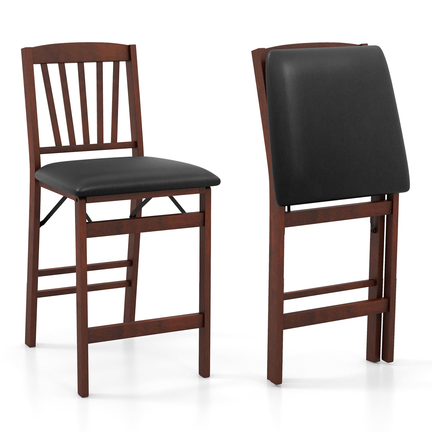 Folding Counter Height Bar Stools with Padded Seat, Set of 2