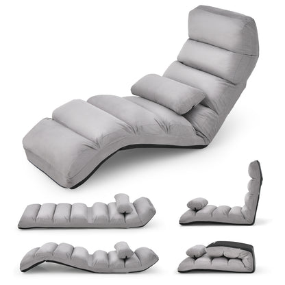 Folding Floor Sofa Chair with Pillow - Adjustable Lounge Bed