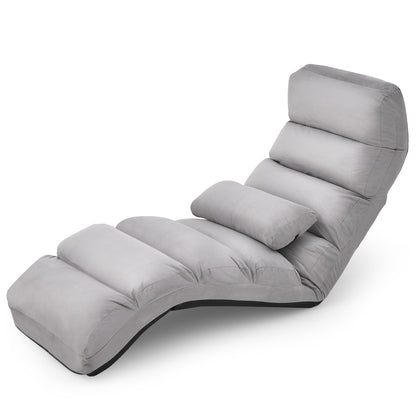 Folding Floor Sofa Chair with Pillow - Adjustable Lounge Bed