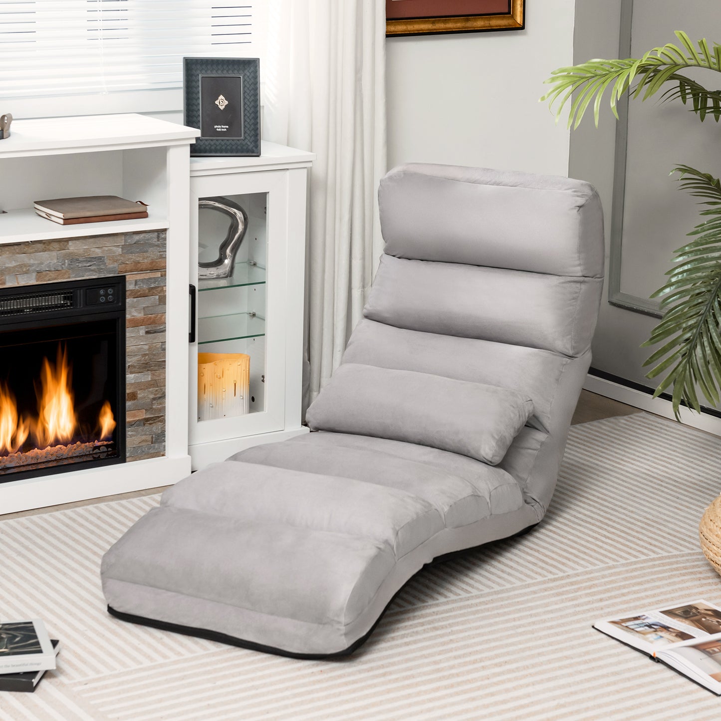Folding Floor Sofa Chair with Pillow - Adjustable Lounge Bed