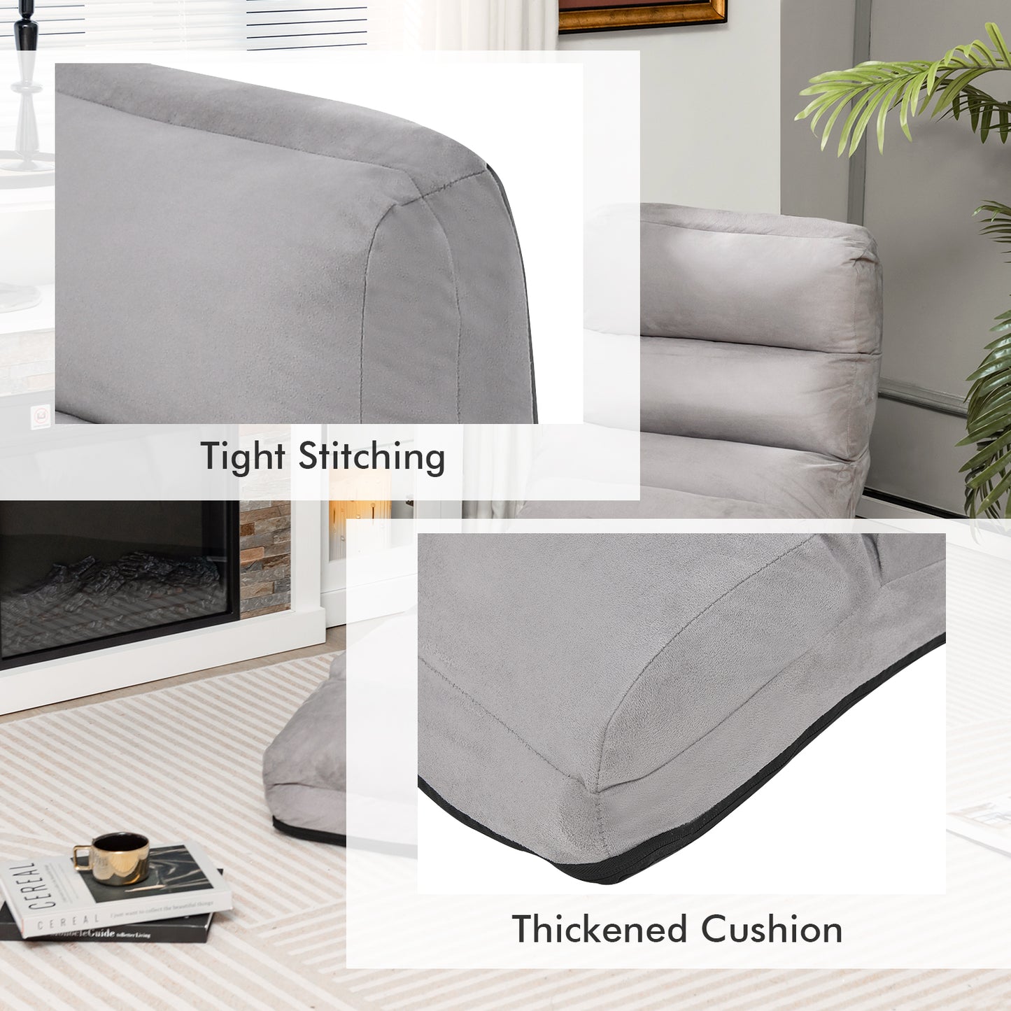 Folding Floor Sofa Chair with Pillow - Adjustable Lounge Bed