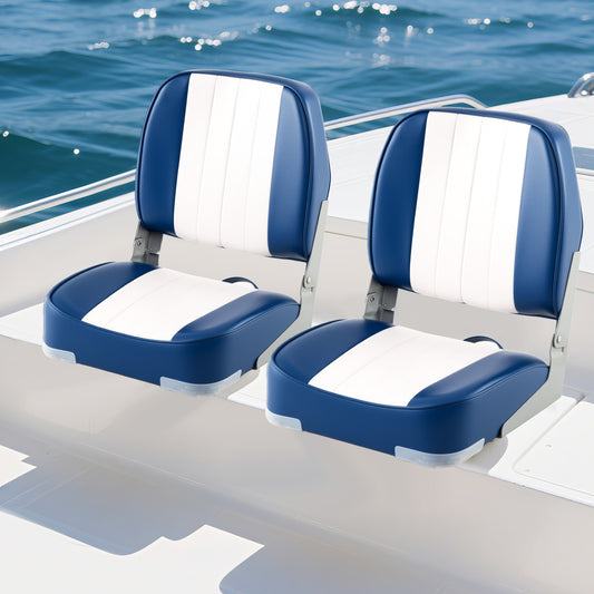 Folding Boat Seats 2-Pack Low Back Waterproof Marine Chairs