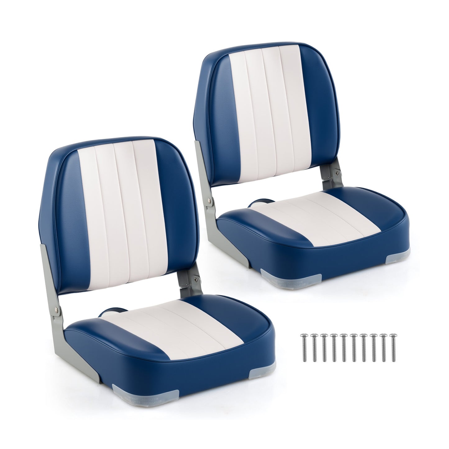 Folding Boat Seats 2-Pack Low Back Waterproof Marine Chairs
