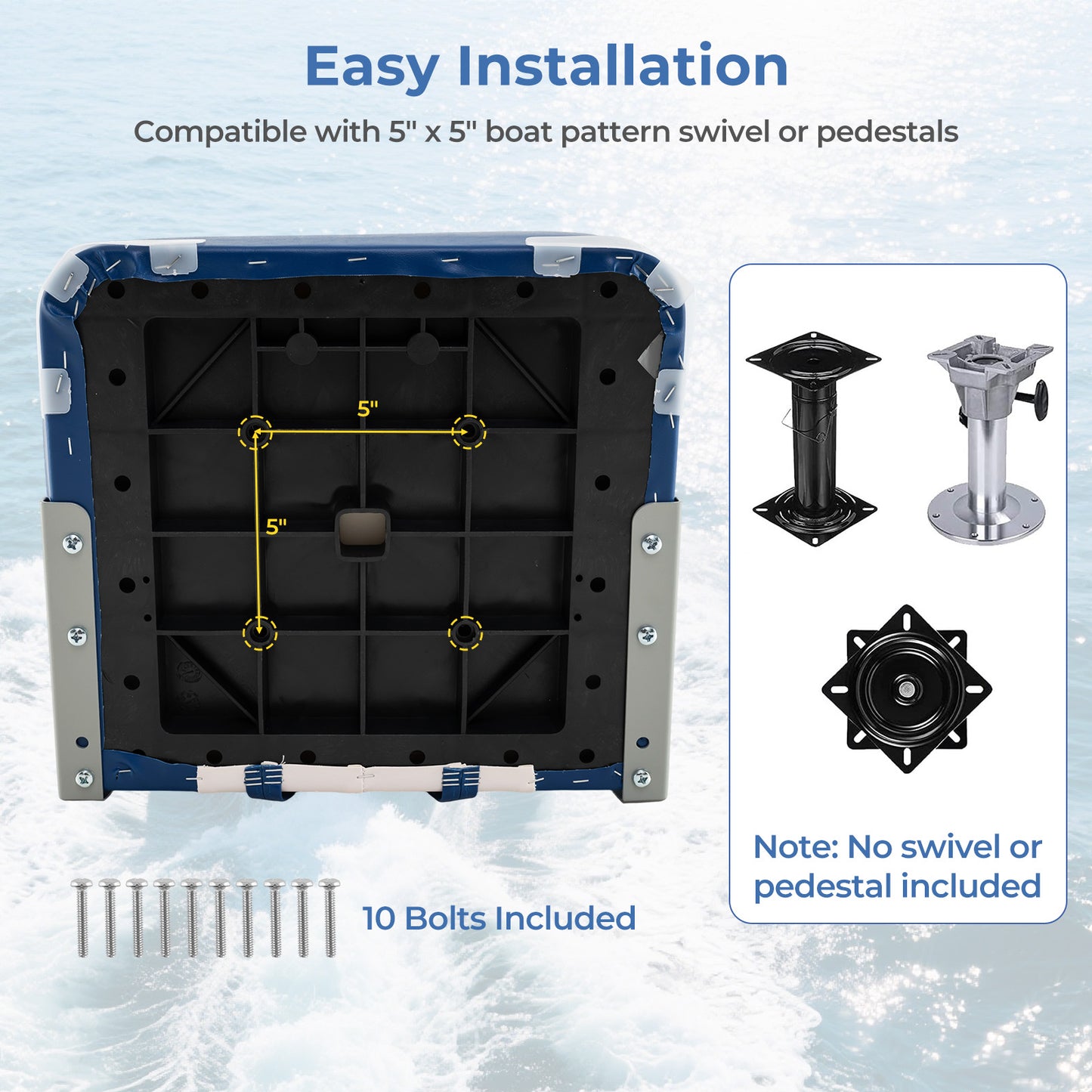 Folding Boat Seats 2-Pack Low Back Waterproof Marine Chairs