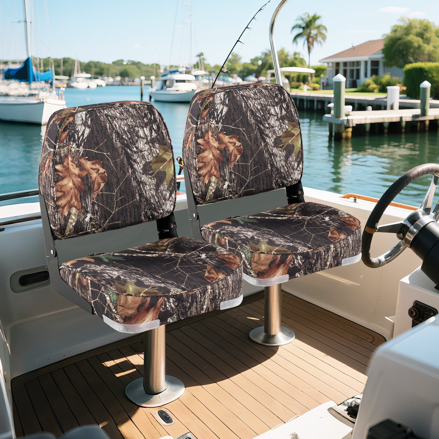 Folding Boat Seats 2-Pack Low Back Waterproof Marine Chairs
