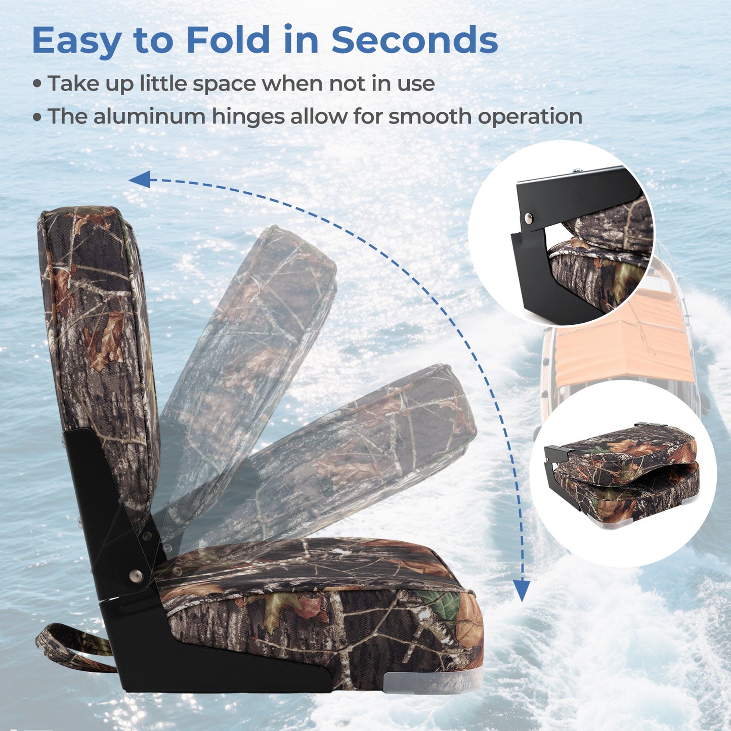 Folding Boat Seats 2-Pack Low Back Waterproof Marine Chairs