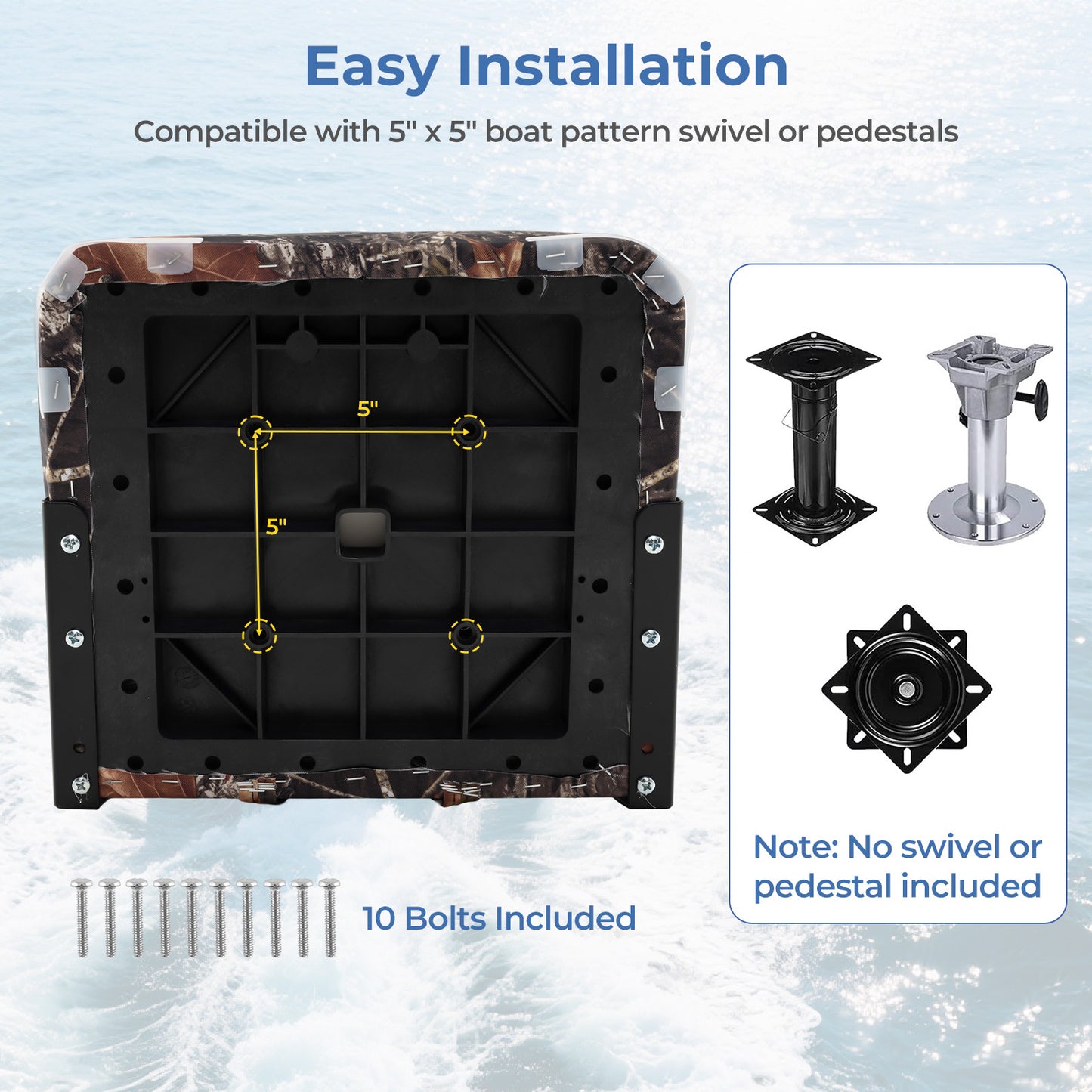Folding Boat Seats 2-Pack Low Back Waterproof Marine Chairs