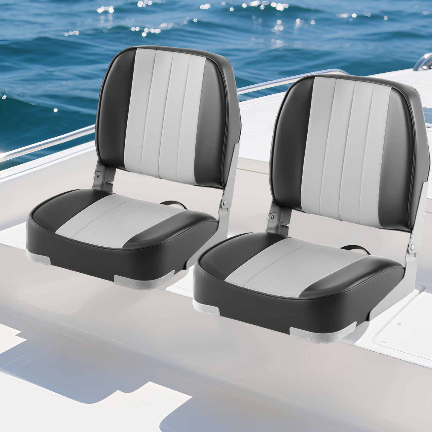 Folding Boat Seats 2-Pack Low Back Waterproof Marine Chairs