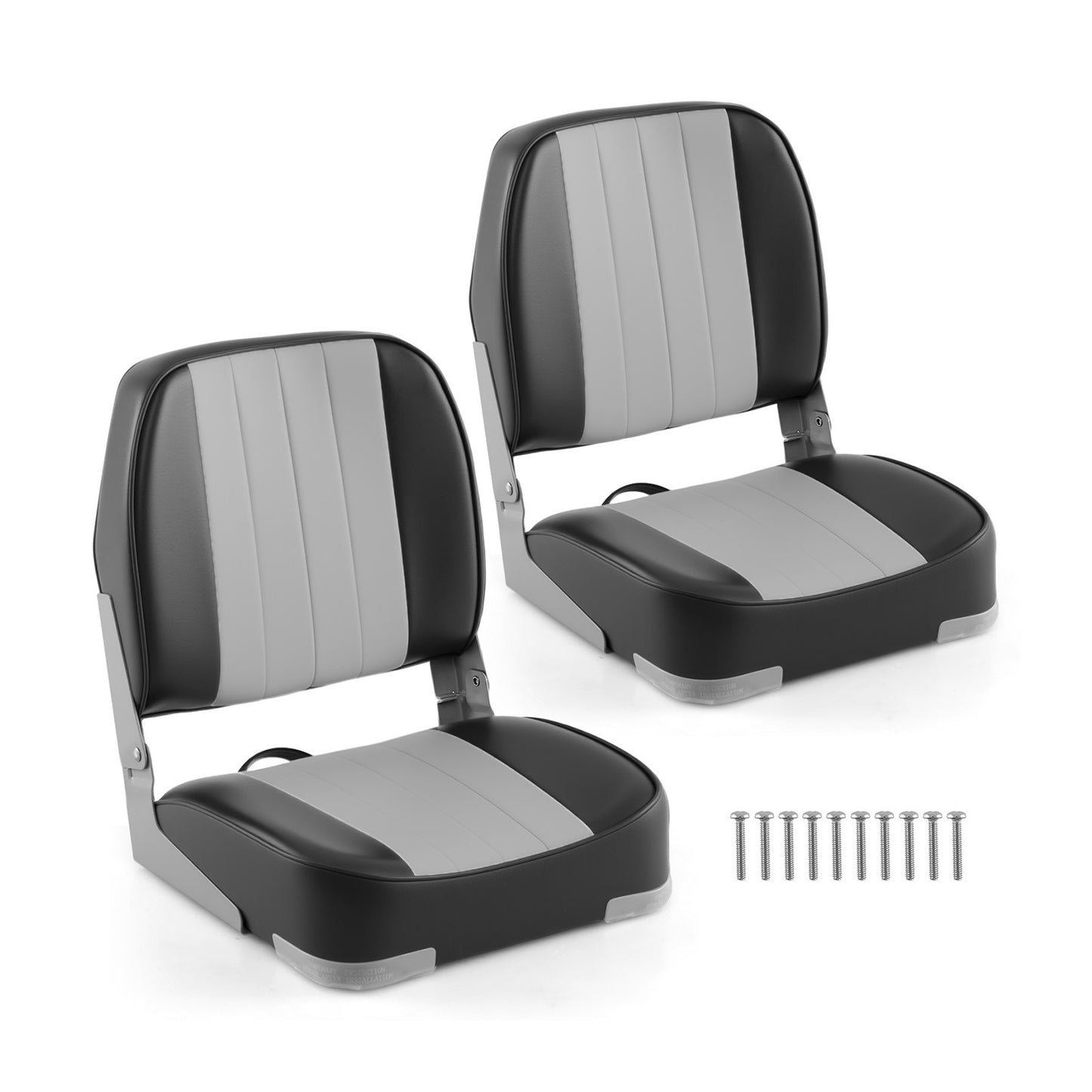 Folding Boat Seats 2-Pack Low Back Waterproof Marine Chairs