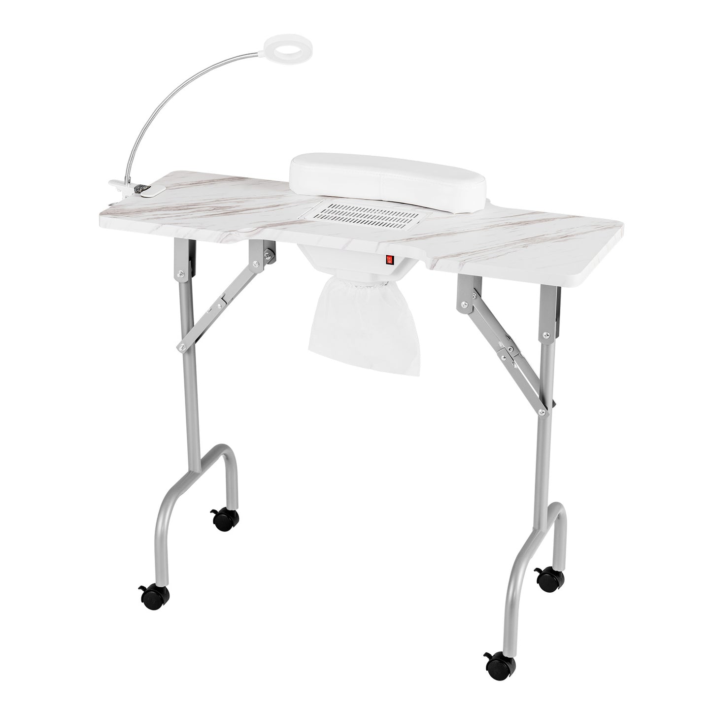 Folding Manicure Nail Table with Electric Dust Collector-White