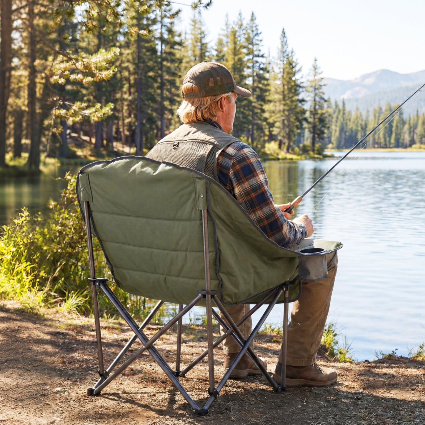 Oversized Folding Camping Chair with Cup Holder - 500 lbs