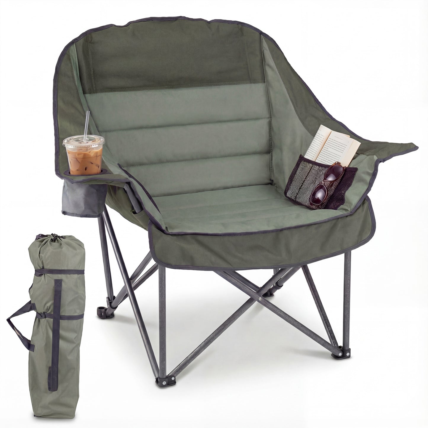 Oversized Folding Camping Chair with Cup Holder - 500 lbs