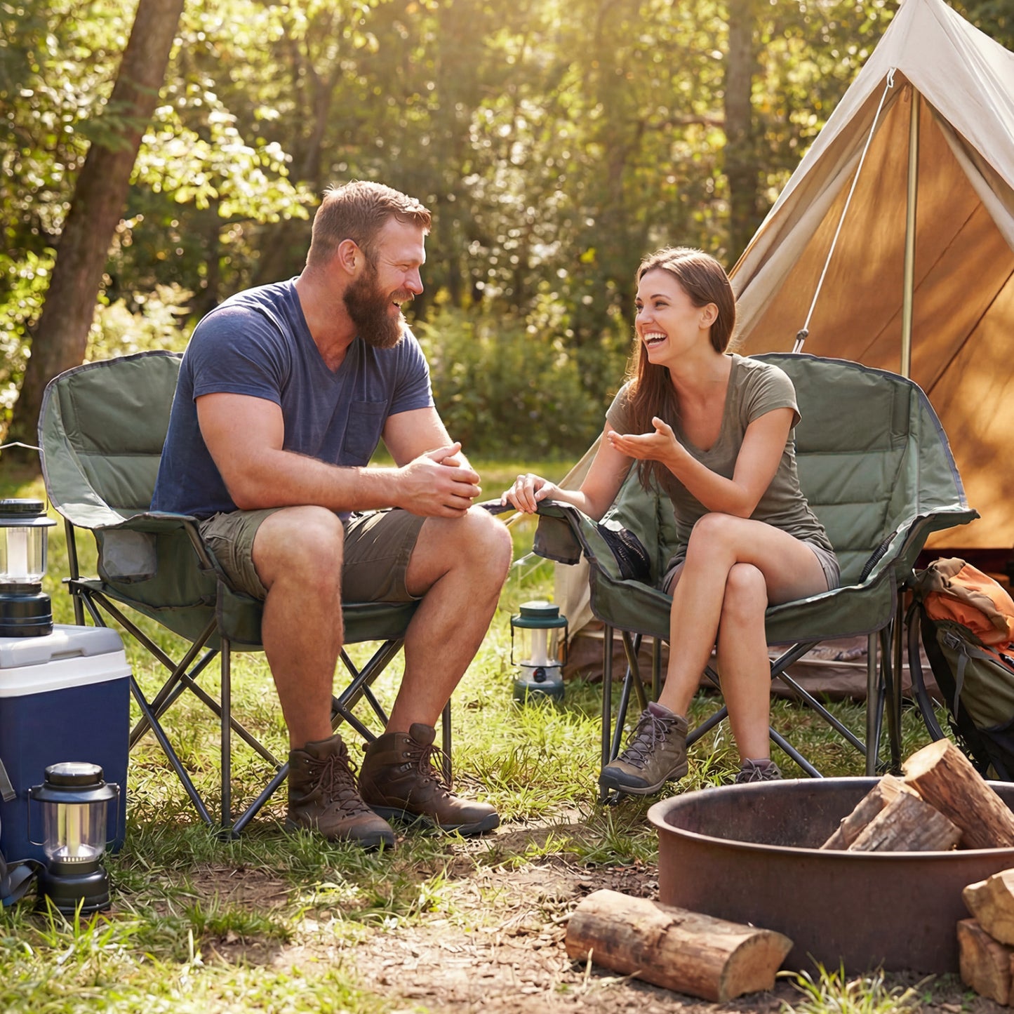 Oversized Folding Camping Chair with Cup Holder - 500 lbs