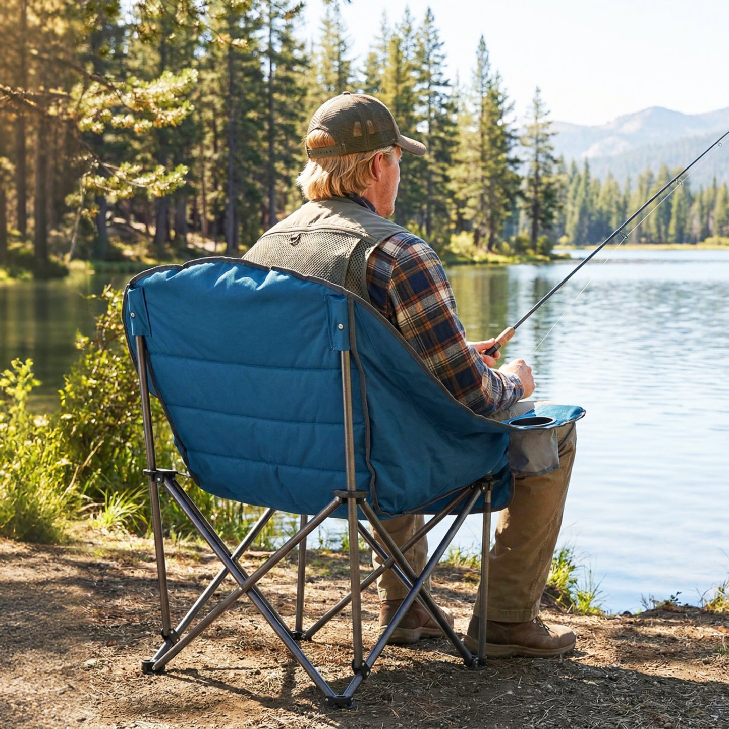 Oversized Folding Camping Chair with Cup Holder - 500 lbs