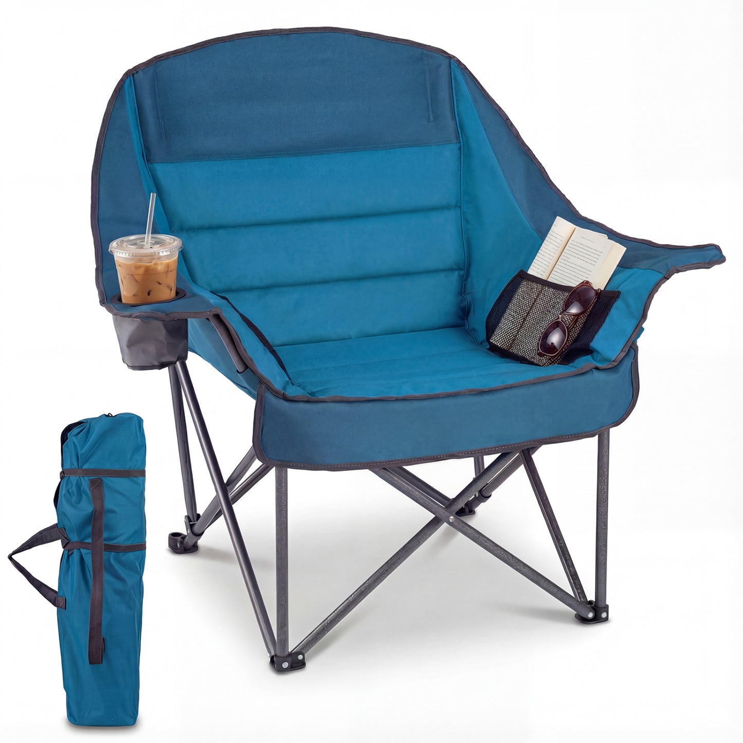 Oversized Folding Camping Chair with Cup Holder - 500 lbs