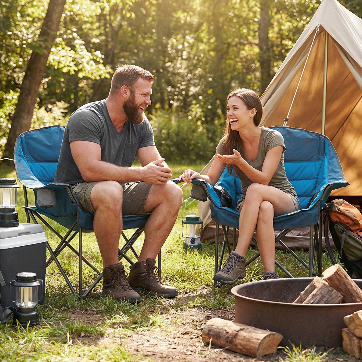 Oversized Folding Camping Chair with Cup Holder - 500 lbs