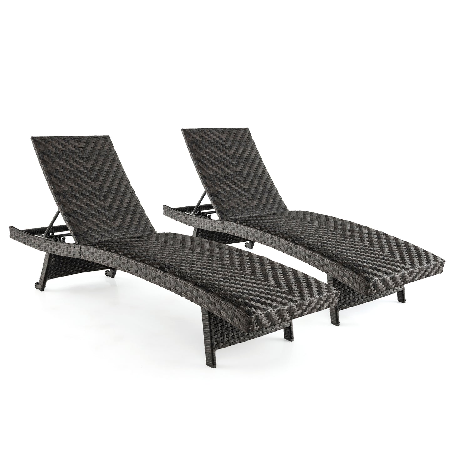Folding Rattan Chaise Lounge with Adjustable Backrest
